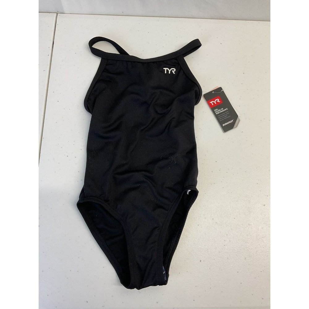 TYR Sport Girls' Solid Diamondback Durafast Size 24 Black NWT